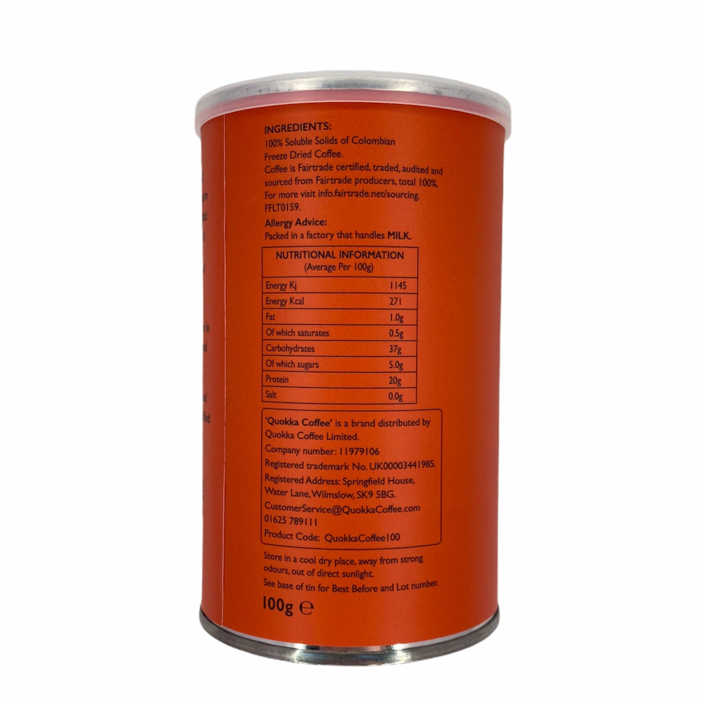 Quokka Coffee - 100g Tin - 100% Colombian Instant Coffee