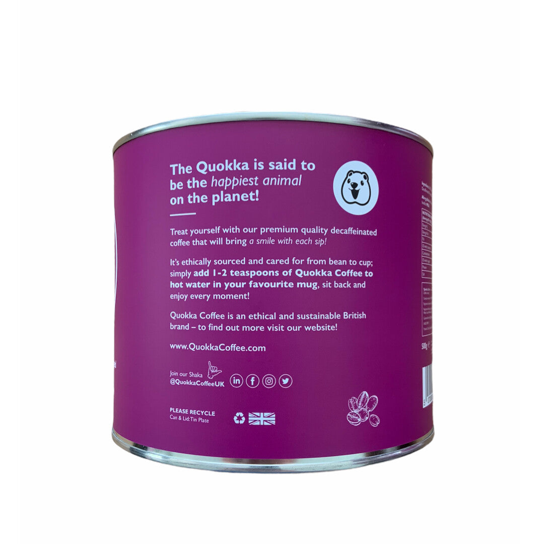 Quokka Decaf - 500g Tin - Decaffeinated Colombian Instant Coffee