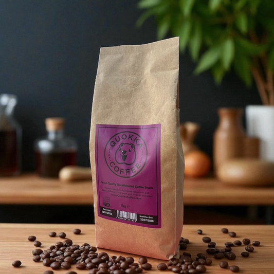 Quokka Coffee 'Decaf' Whole Bean Coffee 1KG – Vietnamese Decaffeinated Coffee Beans | Carbon Neutral Coffee - Smooth, Rich & Naturally Bold