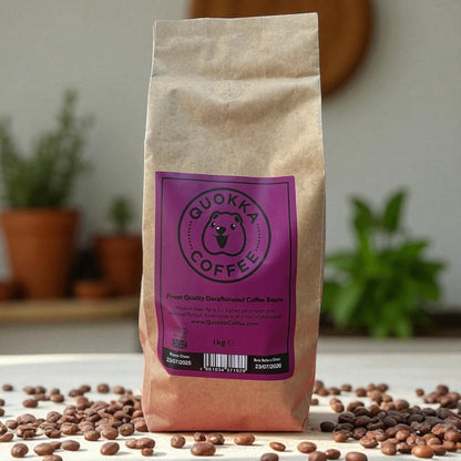 Quokka Coffee 'Decaf' Whole Bean Coffee 1KG – Vietnamese Decaffeinated Coffee Beans | Carbon Neutral Coffee - Smooth, Rich & Naturally Bold