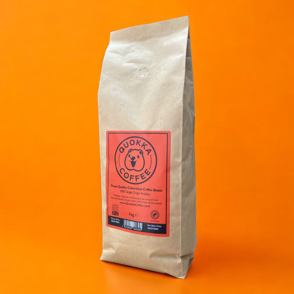 Quokka Coffee Whole Bean, Medium Roast - 1 KG - 100% Colombian Coffee